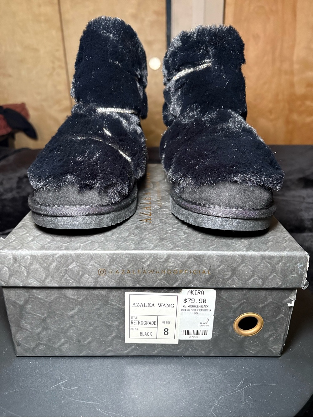Azalea Wang Black Faux Fur Winter Boots - Women's Size 8